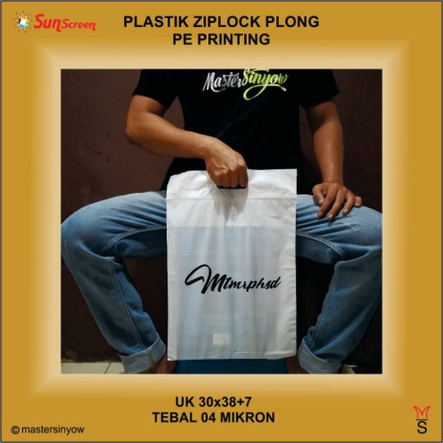 Sablon Plastik Ziplock Plong 30x38+7 Plastik Packing Olshop