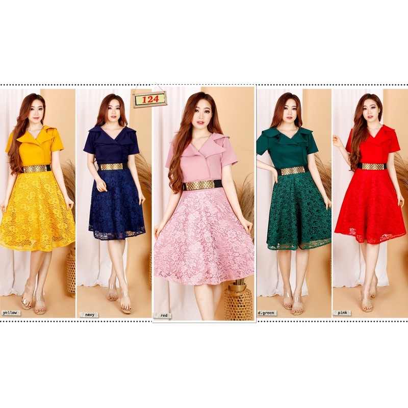 Kathryn collection # 124,  dres rok mekar scuba import premium kombinasi brukat gliter free belt