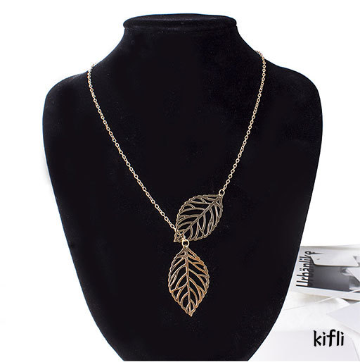 Kalung Rantai,Dengan Liontin Daun,Bahan Alloy,Untuk Wanita