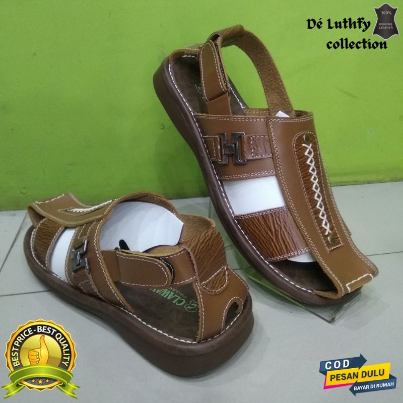 Sepatu Sandal Tali Belakang Pria Kulit Asli Sandal Sepatu Pria Tali Kulit De Luthfy Collection