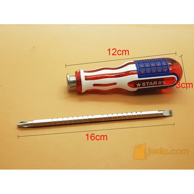 Obeng America 2 Way / Obeng Amerika 2 Sisi Bolak Balik 8 Inch Magnet Tool Set American Gagang Karet