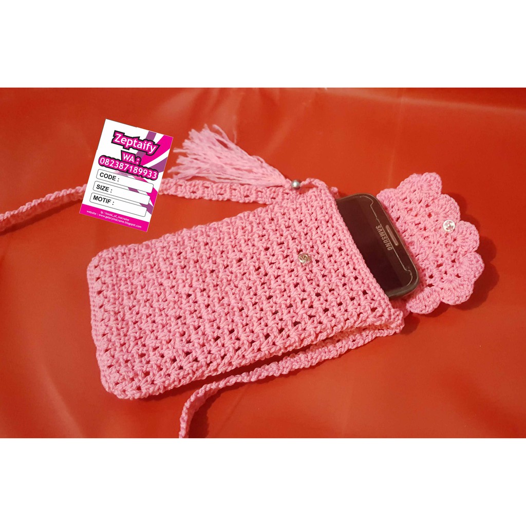 Tas Rajut Selempang Kecil Motif Padi ( Mini Bag )