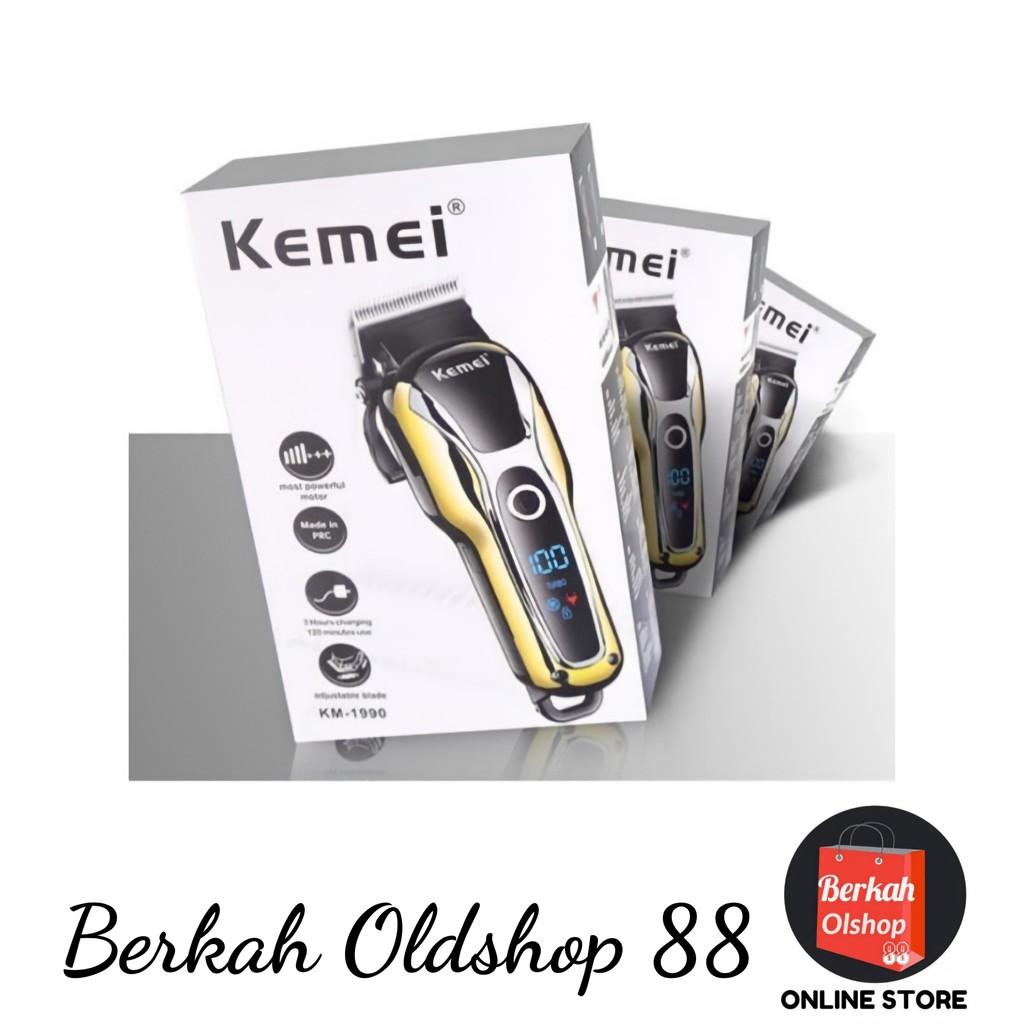 Berkah Oldshop 88 - Clipper Kemei KM-1990 Alat Mesin Cukur Rambut Rechargeable Special mesin turbo