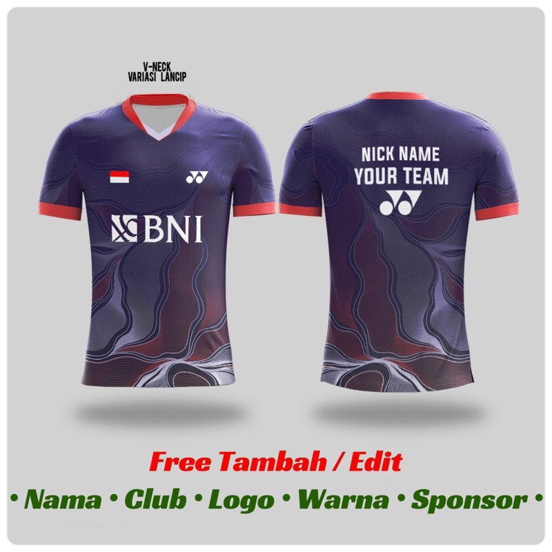 Baju Kaos Jersey Badminton Bulutangkis Custom | INDONESIA BATIK YONEX NEW