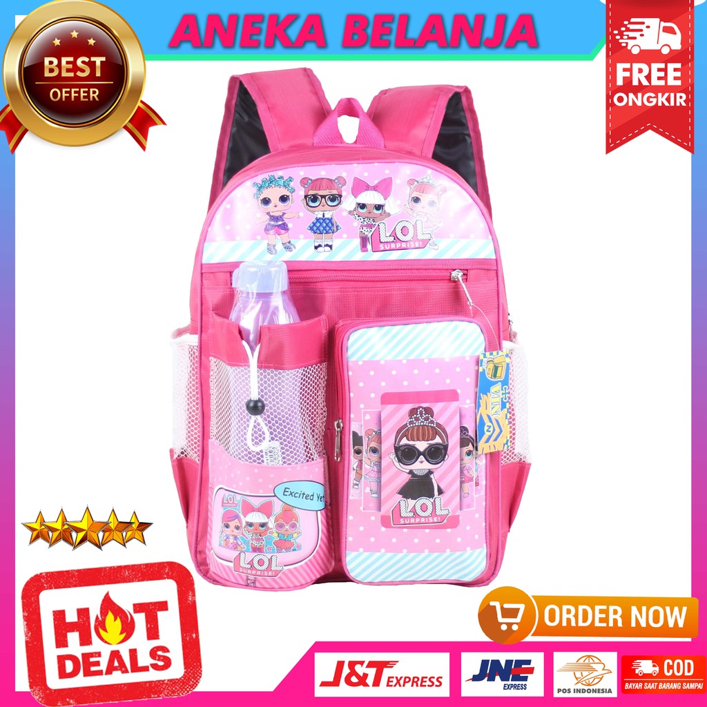 TAS ANAK RESLETING ATAS MOTIF LOL PINK RANSEL SEKOLAH ANAK KARAKTER MURAH MULTIFUNGSI BERKUALITAS