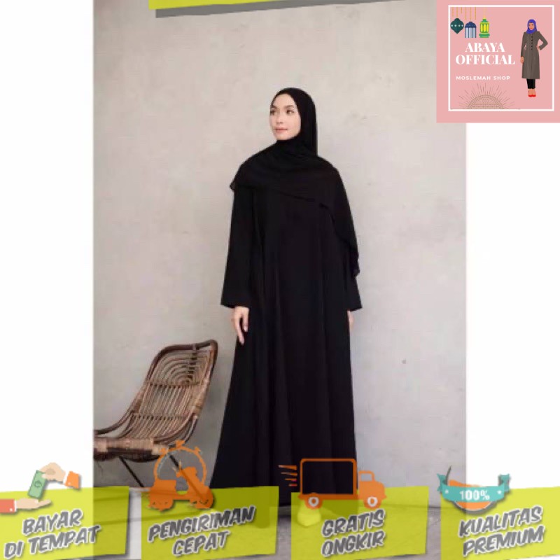 abaya gamis polos dress muslim hitam polos