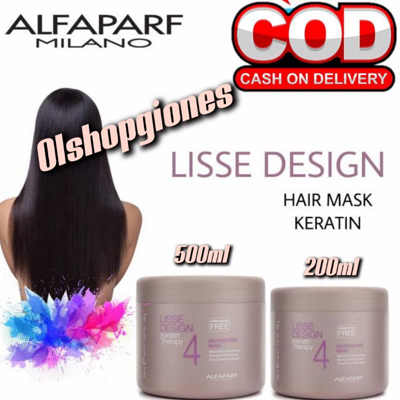 Alfaparf Lisse Design mask keratin rambut rusak sekali spa masker 500ml / 200ml made in italy vegan