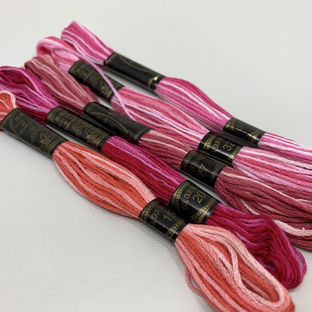 Benang Sulam Rose Gradasi - Sembur - Kombinasi - 2 Warna - Two Tone Pink