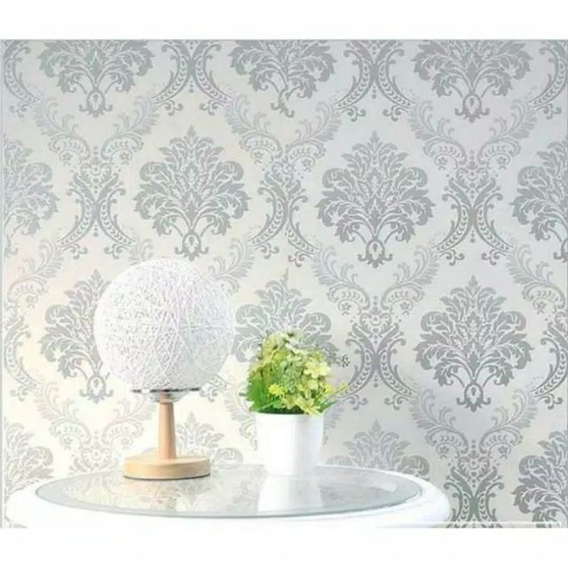 Wallpaper sticker dinding 45cm x 10m BATIK silver GH024 Wallpaper sticker dinding 45cm x 10m BATIK silver GH024