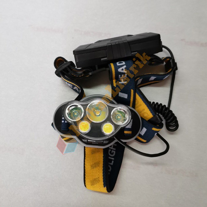 Senter Kepala 5 Mata LED COB XML T6 Headlight Lamp Super Terang