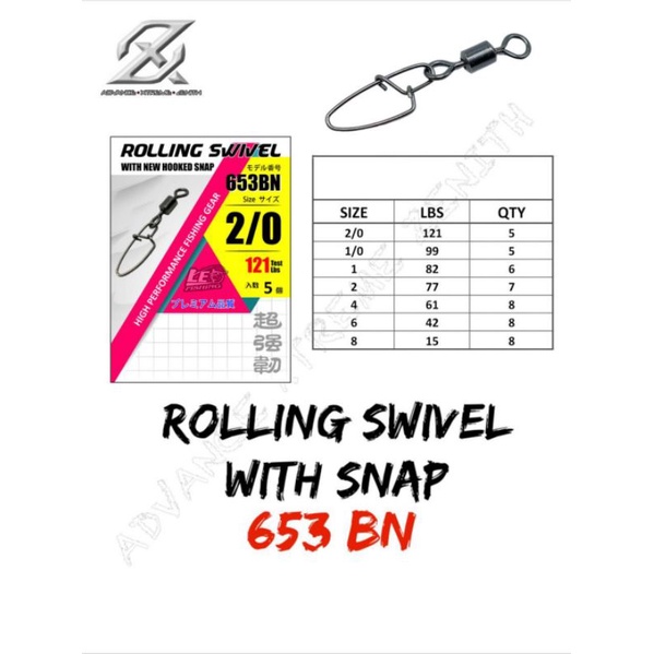 KILI KILI PANCING AXZ ROLLING SWIVEL WITH SNAP 653BN SNAP CASTING TERLARIS SNAP JIGGING TERLARIS