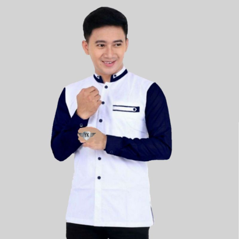 BAJU KOKO PRIA DEWASA LENGAN PANJANG MOTIF SCODER ELRUMI BAJU KOKO DEWASA EL RUMI KEMKO TAQWA HADROH LAKI LAKI PUTIH ABU POLOS KOMBINASI-3