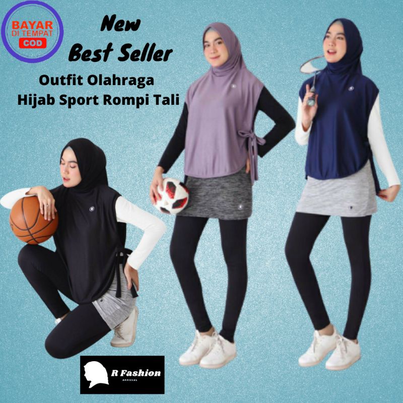 Outfit Hijab Sport Rompi Tali Pinggang Olahraga Wanita Muslim Trendy