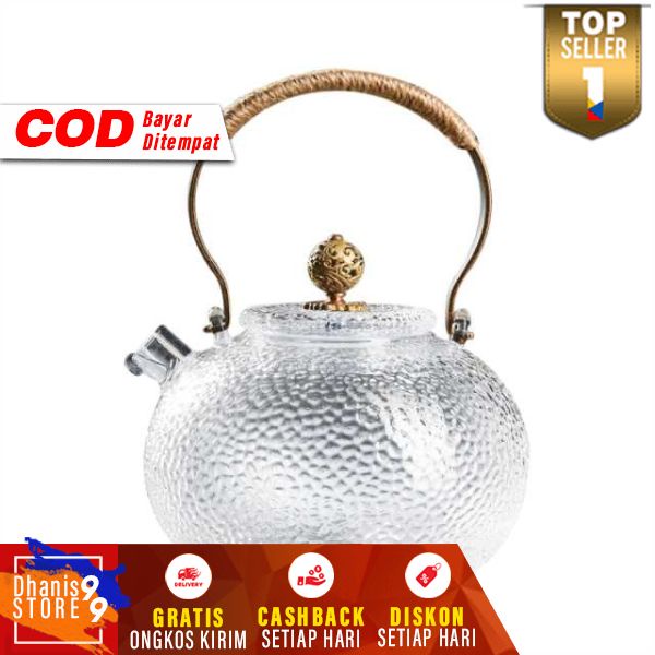 Teko Pitcher Teh Chinese Teapot Maker Glass 700ml Premium Kaca Tahan Panas Gagang Ergonomis Perlengkapan Dapur