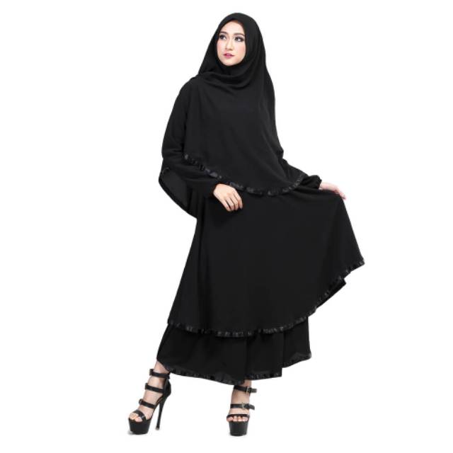 INFICLO GAMIS HITAM WANITA DEWASA MUSLIM ELEGAN MODEL TERBARU LONGDRESS MUSLIMAH BAHAN PREMIUM KUALITAS TERBAIK