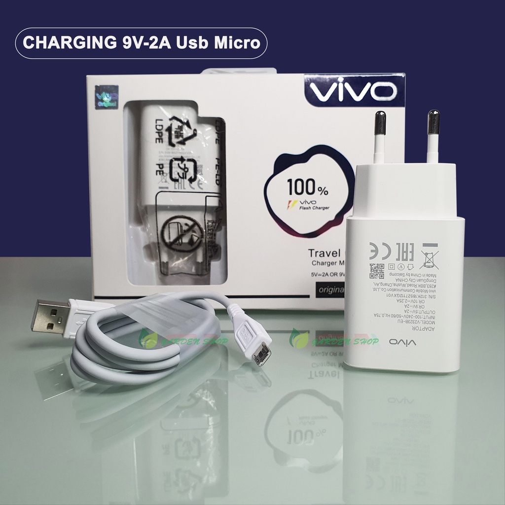 Charger VIVO Original 100% Fast Charging 9V-2A Micro &amp; Type- C