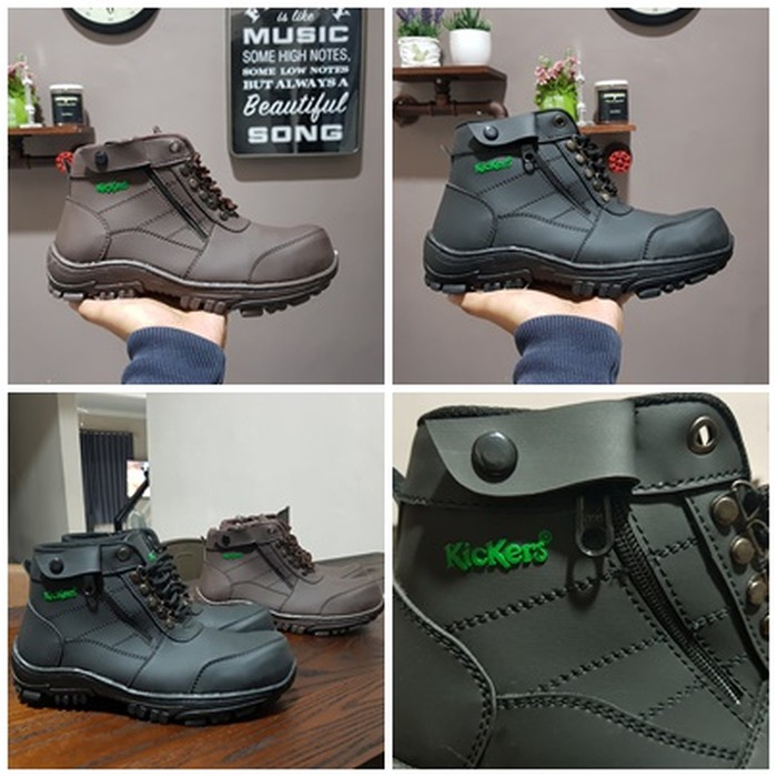 sepatu pria boots safety kickers morisey ujung besi safety