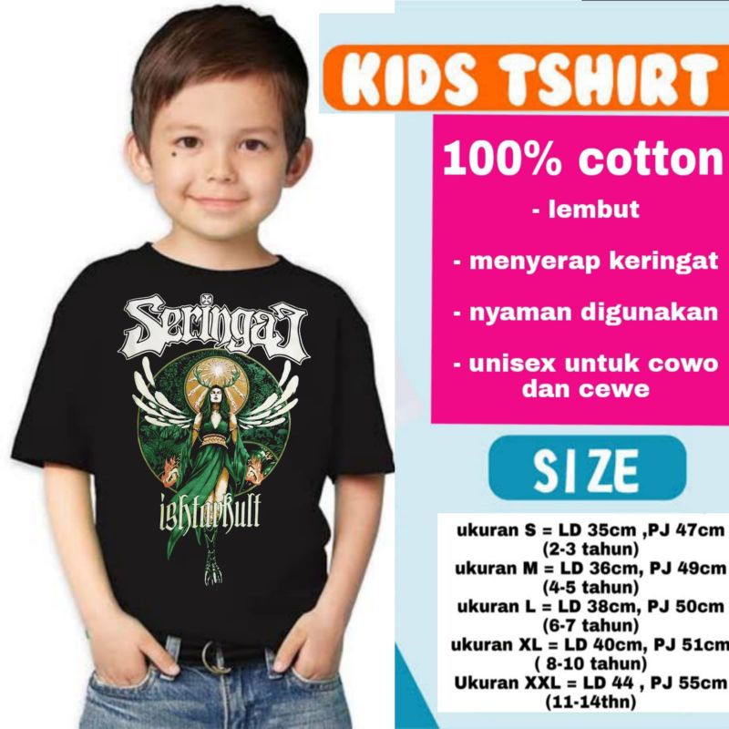 KAOS ANAK SERINGAI ISHTARKULT DANILLA T-SHIRT KIDS BAJU ANAK BAND METAL UMUR 1 - 12 TAHUN USIA 1 2 3