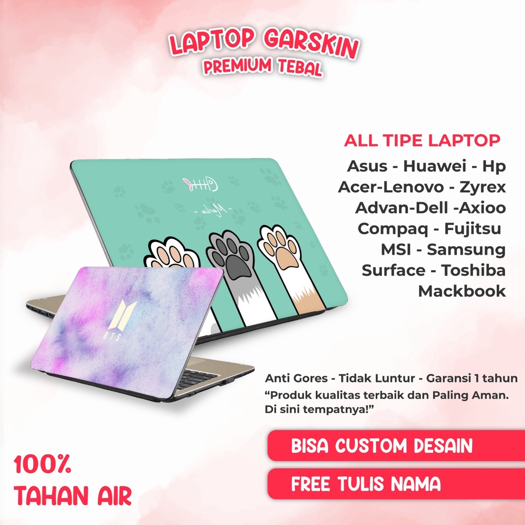 Garskin Laptop cover 14inch custom segala jenis laptop