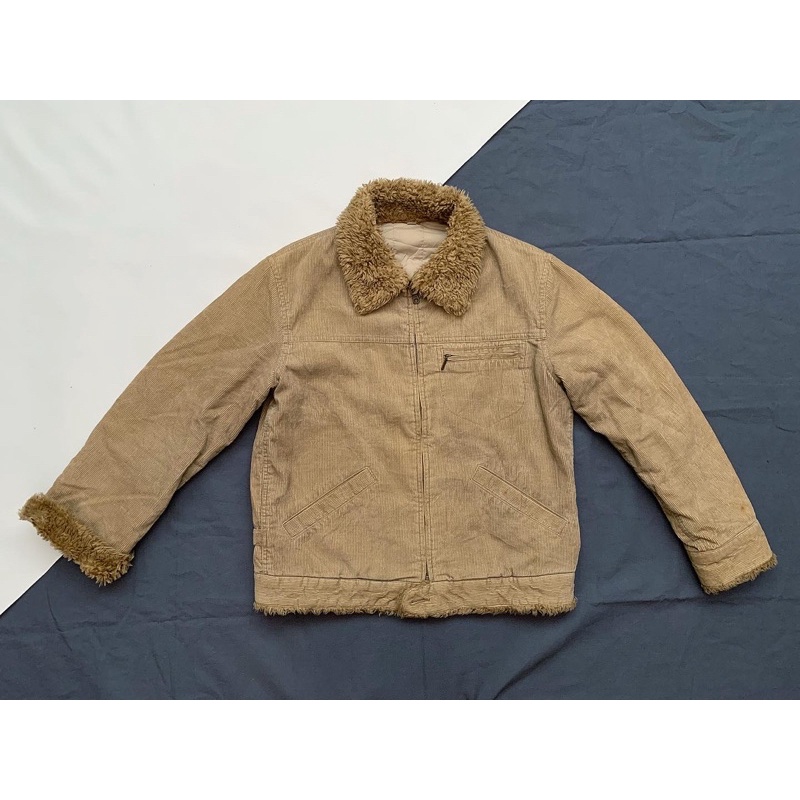 UNIQLO Corduroy sherpa jaket vintage (notbulang/varisty/wol/wool/thrift/second/gelembung/jacket/hood