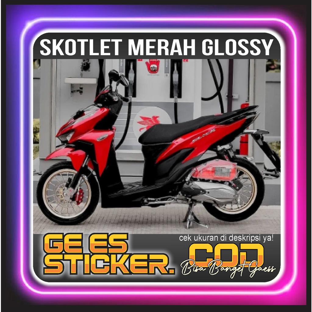 Skotlet  Merah Glossy Mengkilap / Stiker Motor Warna Merah Segala Motor