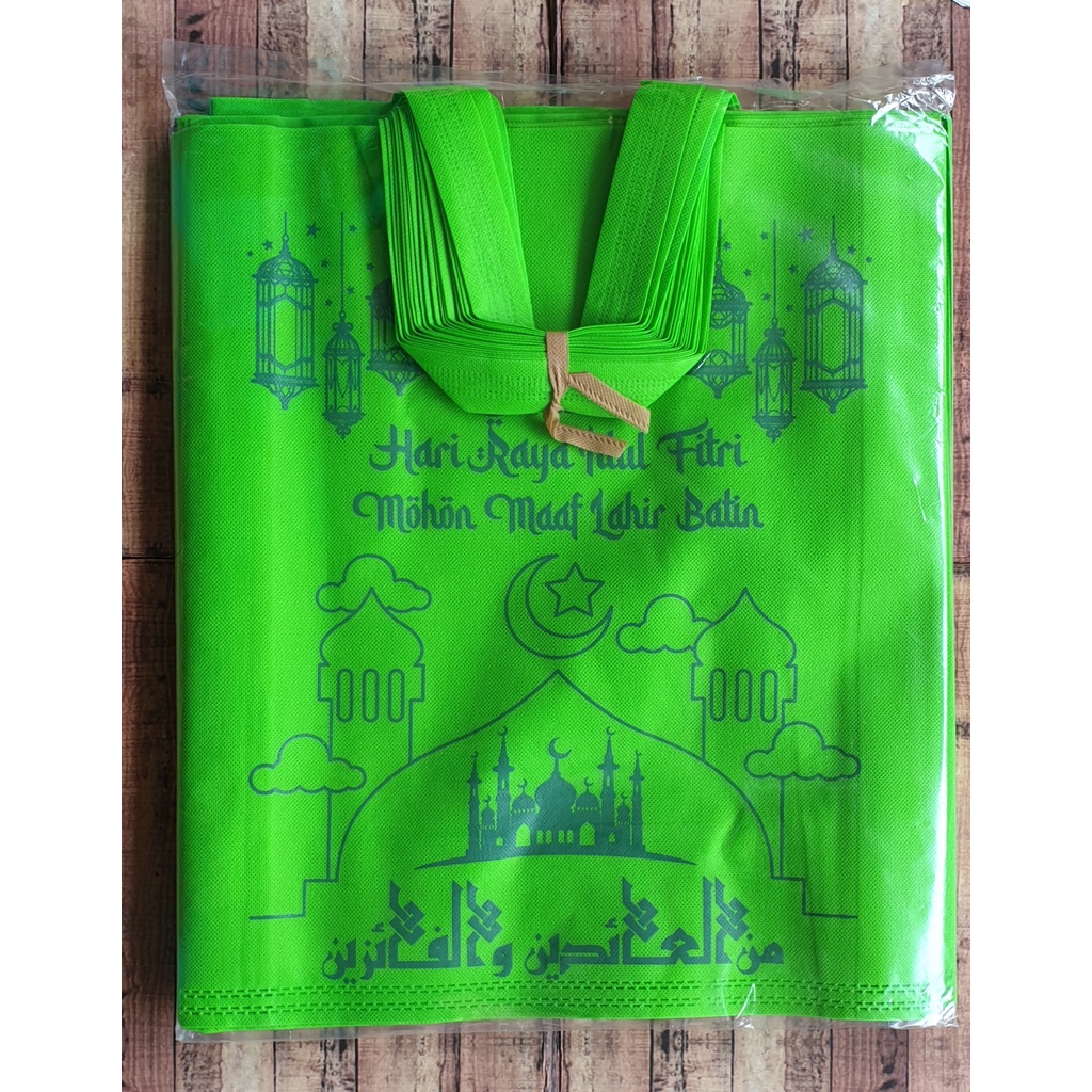 12pcs / 1lusin Tas Souvenir Lebaran 38x45 cm - Tas Parcel Handle Jumbo - Tas Spun Bond - Goodie Bag