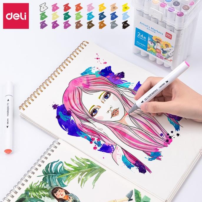 

Deli Color Water-based Double Tip Marker Spidol Ujung Ganda 70804