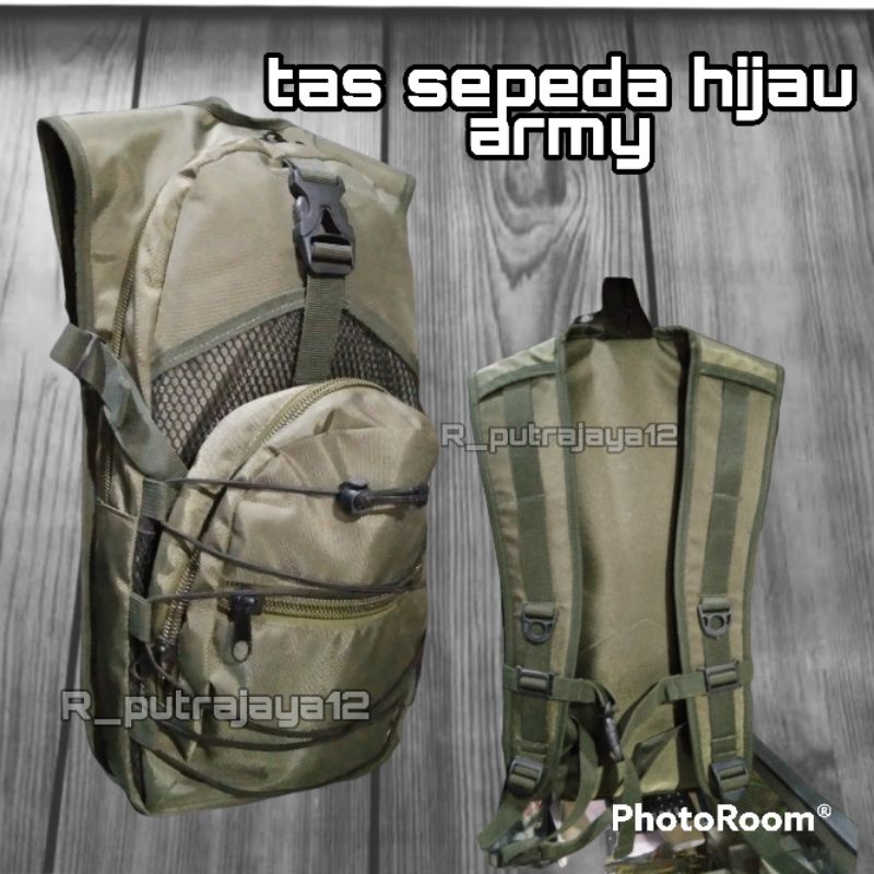 TAS RANSEL PUNGGUNG SEPEDA HIJAU POLOS ARMY