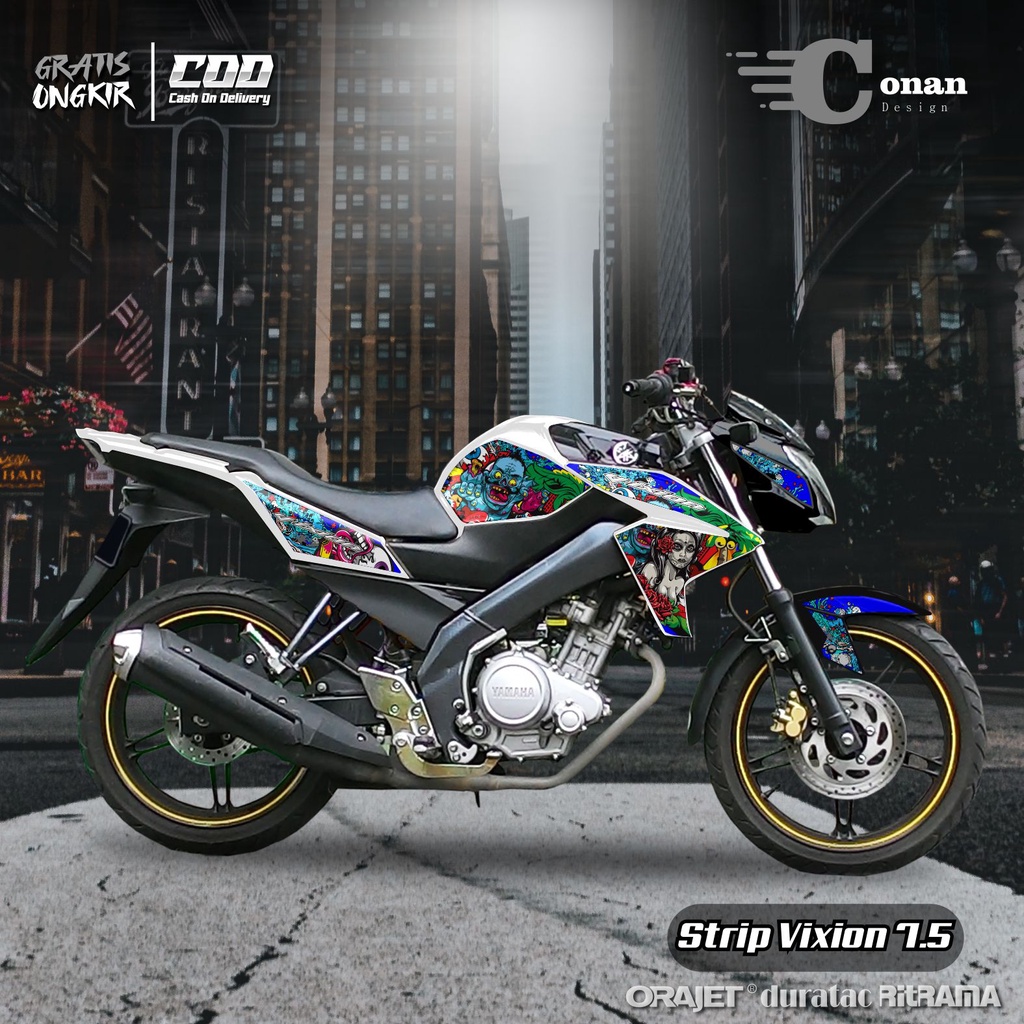 Aksesoris Motor Stiker Variasi Yamaha Vixion New - Sticker Variasi Striping Vixion New Zombie Terker