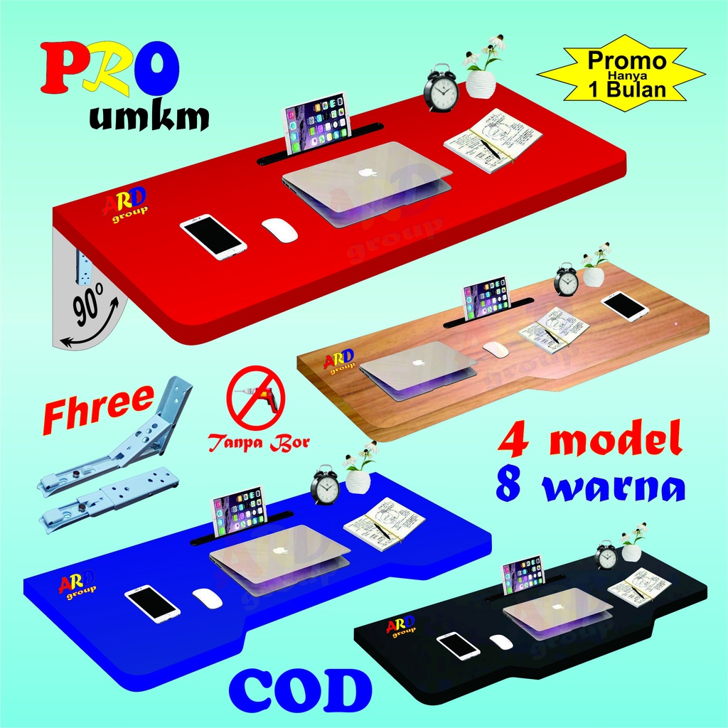 (120*50) Meja Lipat Dinding / Meja Belajar Tempel Dinding /Rak Dinding Serbaguna / Floating Desk Rua