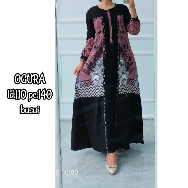 Gamis kombinasi bunga Ogura mawar