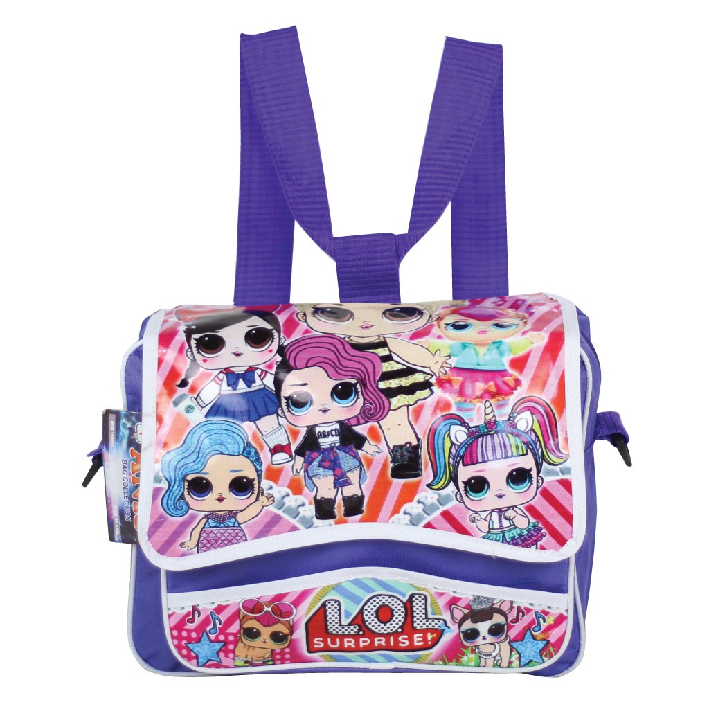 Tas Anak Anak 2in 1 Tas Ungu Cantik Selempang Anak Tas Selempang Karakter LOL Bagus Fashion Kids