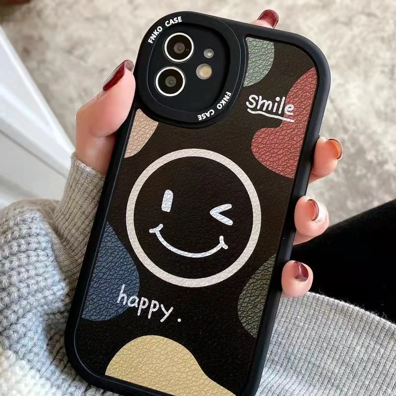 Soft Case TPU Motif Smiley Face Untuk iPhone 13pro 13prm 11 7Plus 8Plus Xr XS Max 13 12pro Max