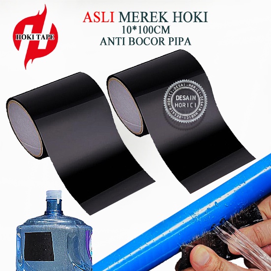 ASLI MEREK HOKI 10CM*100CM / 8CM*10CM Lakban Tape Kuat Perekat Tambal Anti Bocor Ember Pipa/Plester Lem Anti Leak Serbaguna