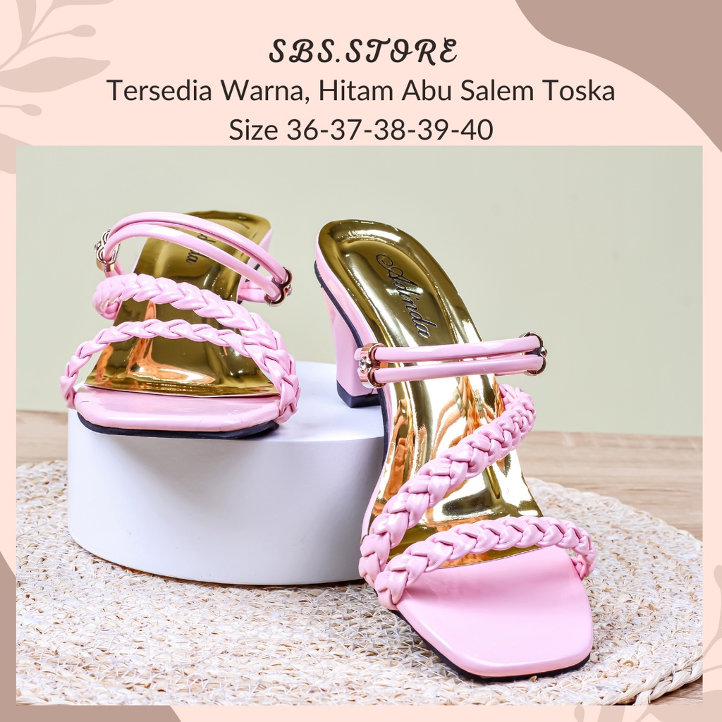 Sandal Kepang Wanita Heels 5cm/SendaL Pesta Kekinian High Heels Wedges Selop Hak Tahu Pesta Wanita Terbaru