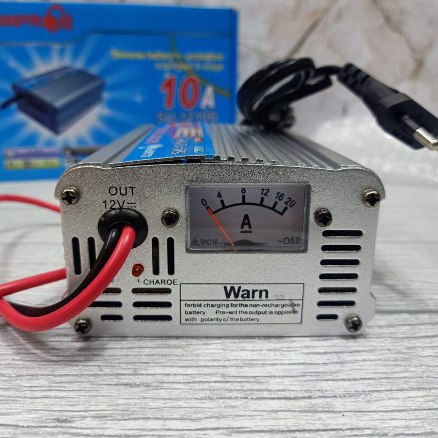 ALAT CAS AKI 12V 10 AMPERE SUNPRO CHARGER AKI 12V 10A PENGECAS AKI 10A OTOMATIS