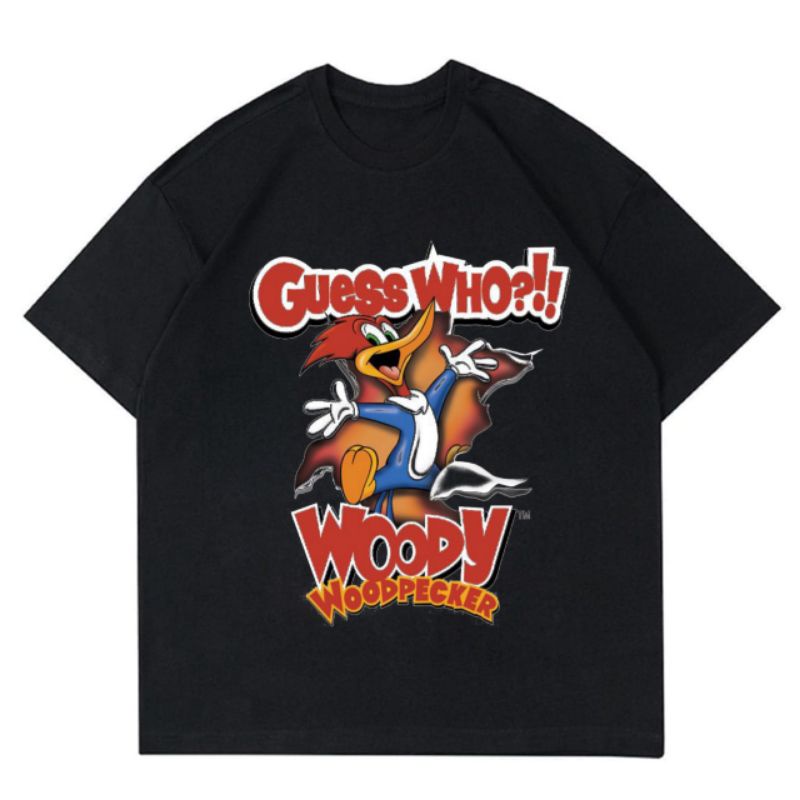 Kaos Woody Woodpecker Tee Baju Tokoh Serial Karakter Fiksi Animasi TV Kartun Anak Vintage Oversize O