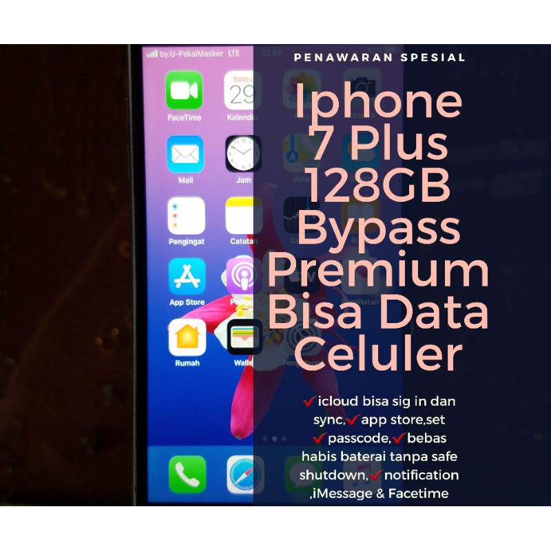 iphone 7 plus bypass 128 gb premium bisa data celluler 60$
