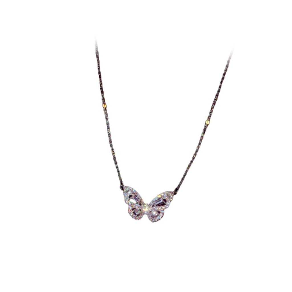 Hu Hu Hu Hu Hu Alat Bantu Pasang Kacamata♡ Kalung Rantai Dengan Liontin Kupu-Kupu Warna Emas Aksen Kubik Zirkonia Untuk Wanita