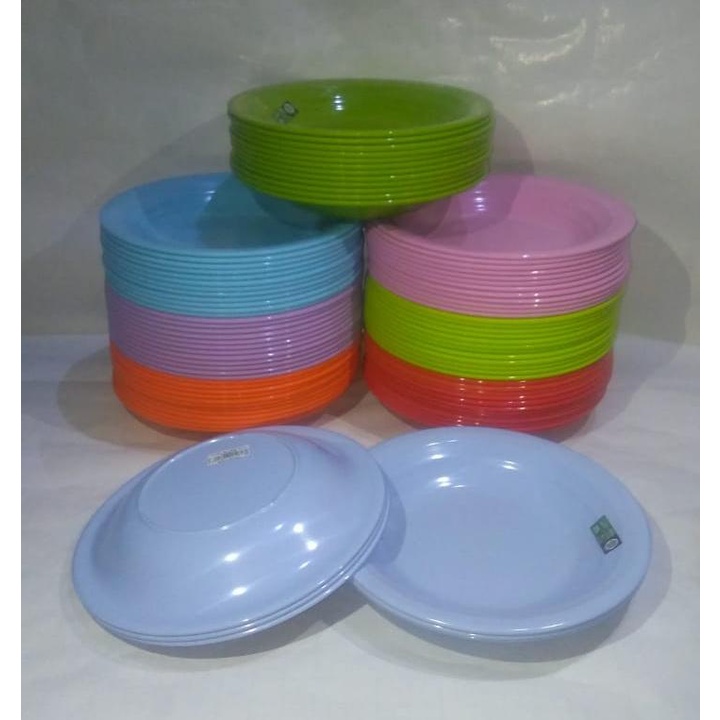 12pcs Piring Makan Ulir Cekung Melamin 10 Inch Merek GOLDEN FLYING FISH / 1 LUSIN Piring Melamin Cek