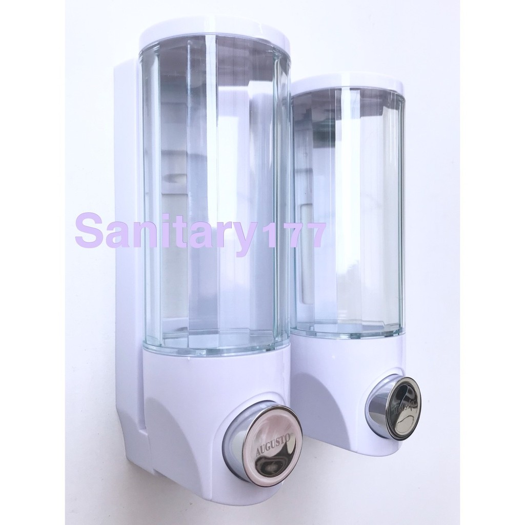 Tempat Sabun Cair DOUBLE Minimalis PUTIH Augusto - Dispenser Sabun Soap Dispenser Shampo sanitizer  /D1