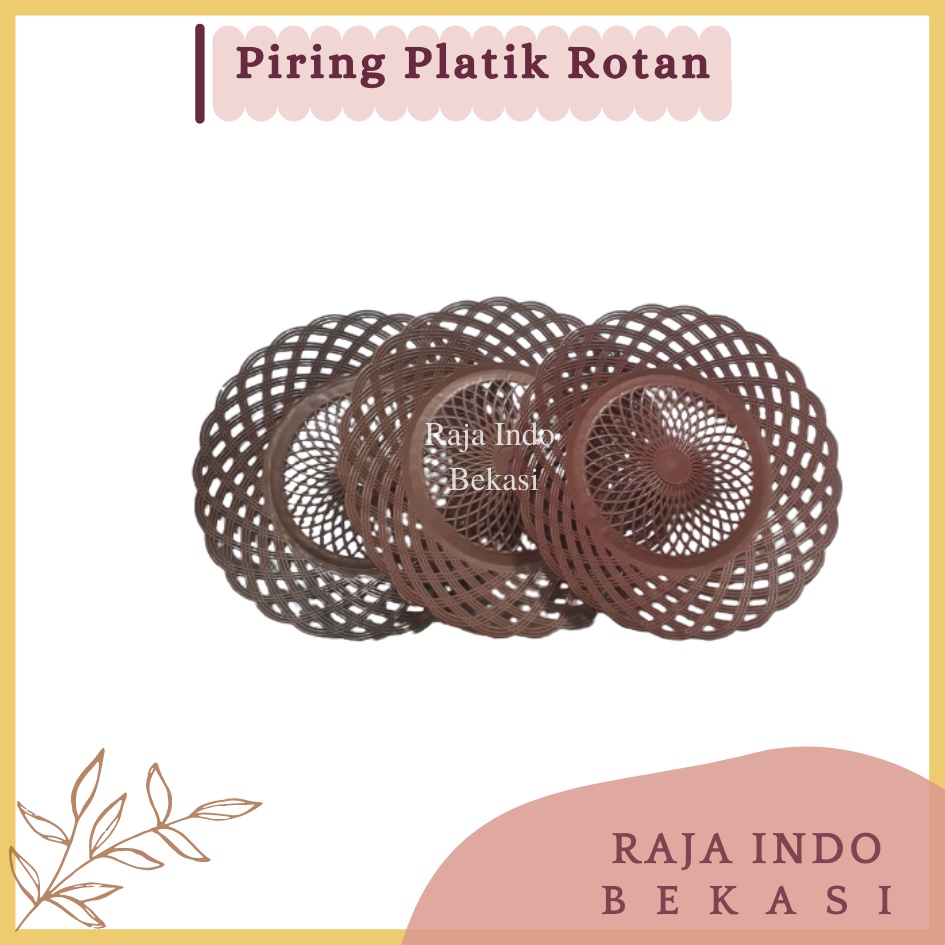 Piring Rotan Plastik Anyam Piring Rotan Plastik Anyaman Cekung Motif Bunga Murah Termurah Asli