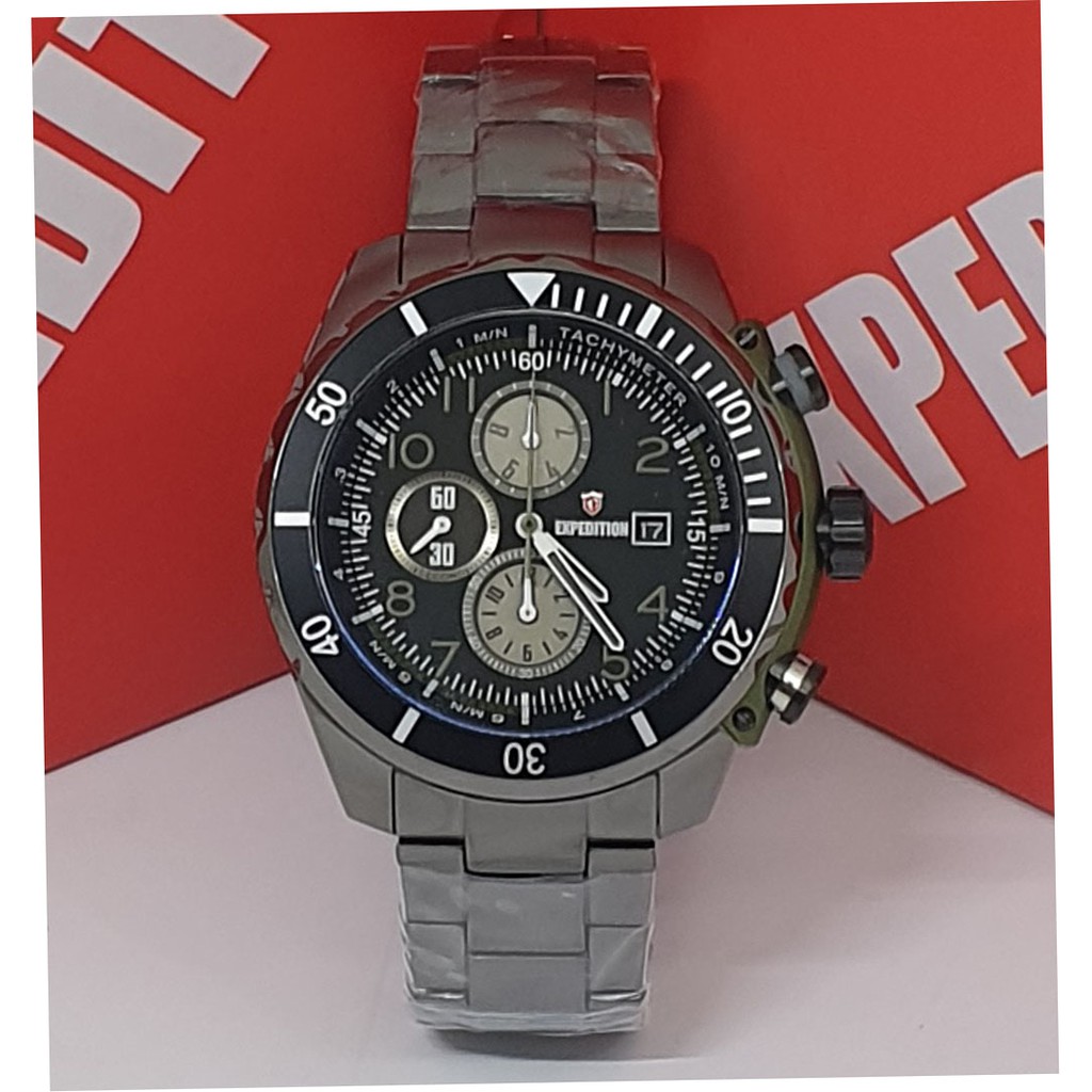 Expedition E 6795 Grey Black Jam Tangan Pria Original