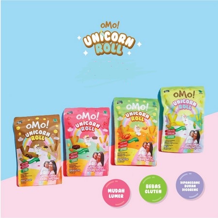 Omo snack Unicorn Roll / snack baby beberoll /OMO Healthy Snack For Kids / OMO! Healthy Snack For Kids Camilan Bayi / Snack MPASI / Snack Bayi / Snack Anak / Cemilan Bayi / Cemilan Anak / Omo Snack / No Pengawet / Free Gluten / Halal BPOM