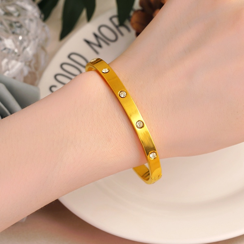 Goldkingdom Perhiasan Fashion 24K Bangkok Aksesoris Ready Stock Ins All-match Gelang Minimalis Dengan Berlian Populer Adjustable Gelang Untuk Wanita