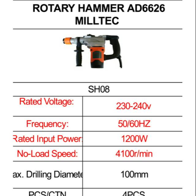 Rotary Hammer AD6626 Milltec MAILTANK