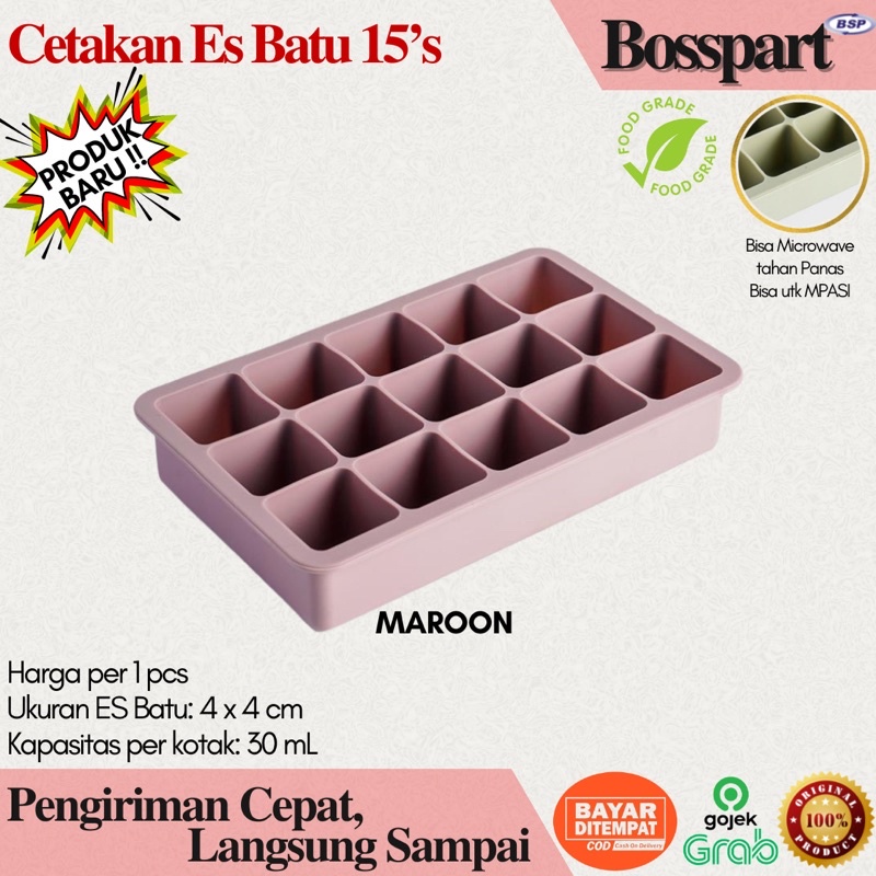 Cetakan Es Batu Silikon / Silicone Ice Cube Try / Cetakan Es Batu 15 sekat / Cetakan Mpasi 6 sekat