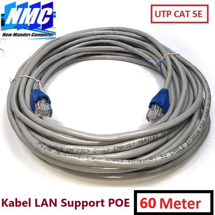 Kabel Lan 60 Meter Grey UTP Cat5E / UTP CAT 5E RJ45+Plugboot