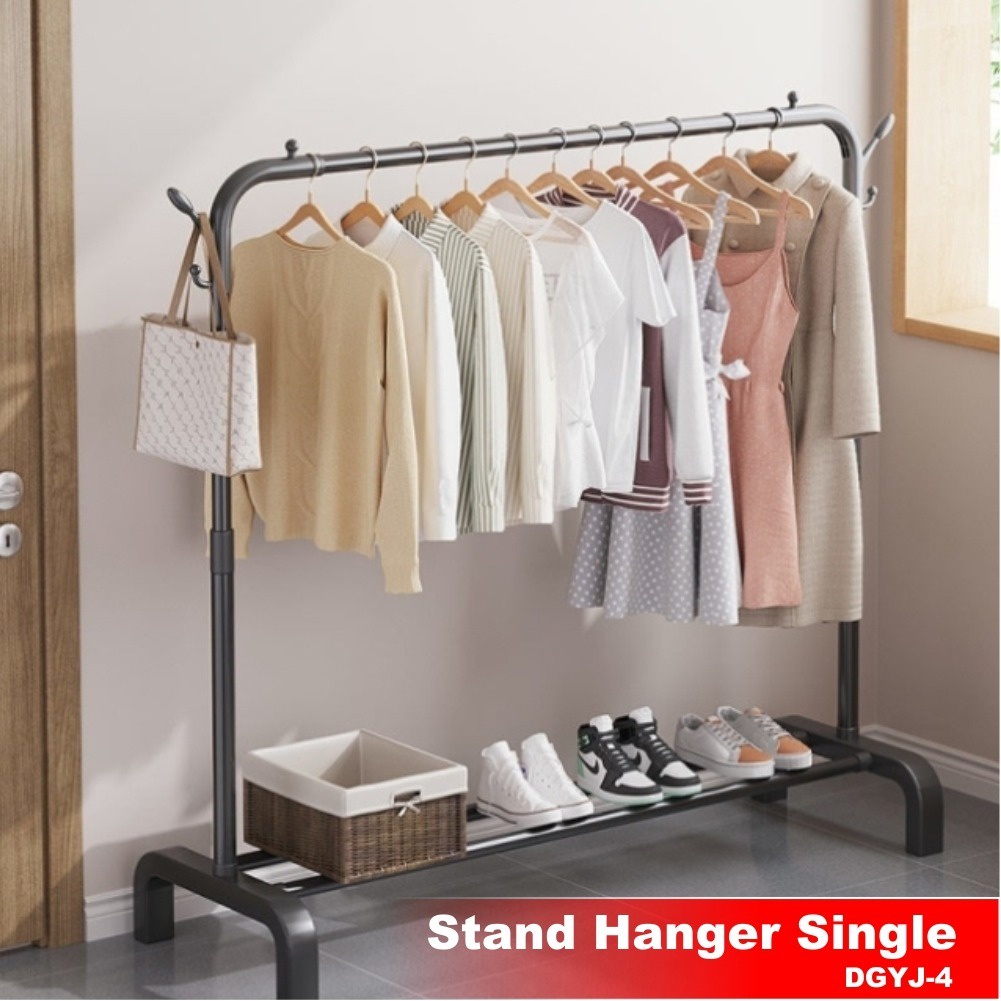 Gantungan Baju Rak Lemari Jemuran Stand Hanger Tempat Pakaian Sepatu Single Murah DR88