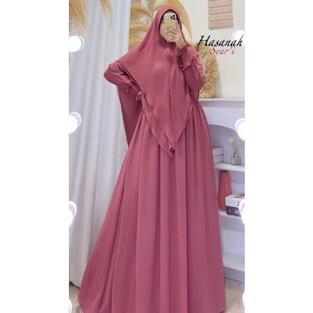Gamis Hasanah syar,i polos Bahan Beruty Baby Boll Premium Full Furing  Busui, Fajar collection
